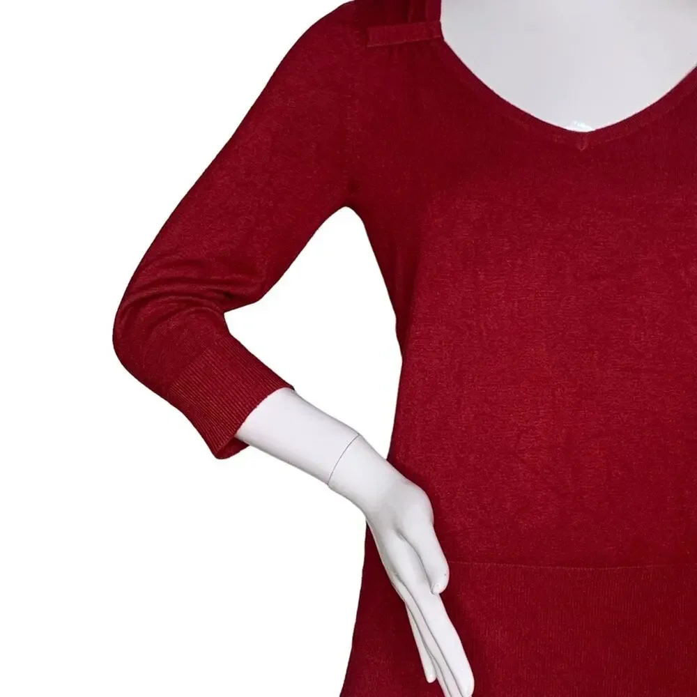 Maurices Fine Knit Top Red 3/4 Sleeve Size S